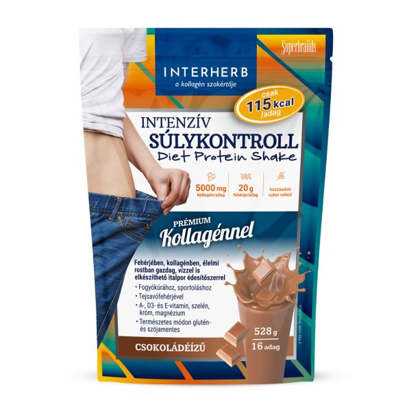 Interherb Intenzív SÚLYKONTROLL Csokoládéízű Diet Shake kollagénnel 528g
