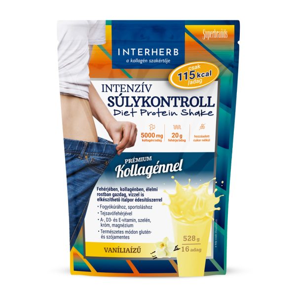 Interherb Intenzív SÚLYKONTROLL Vaníliaízű Diet Shake kollagénnel 528g