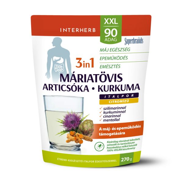 Interherb XXL 90 adag Máriatövis+Articsóka+Kurkuma citromízű italpor 270g
